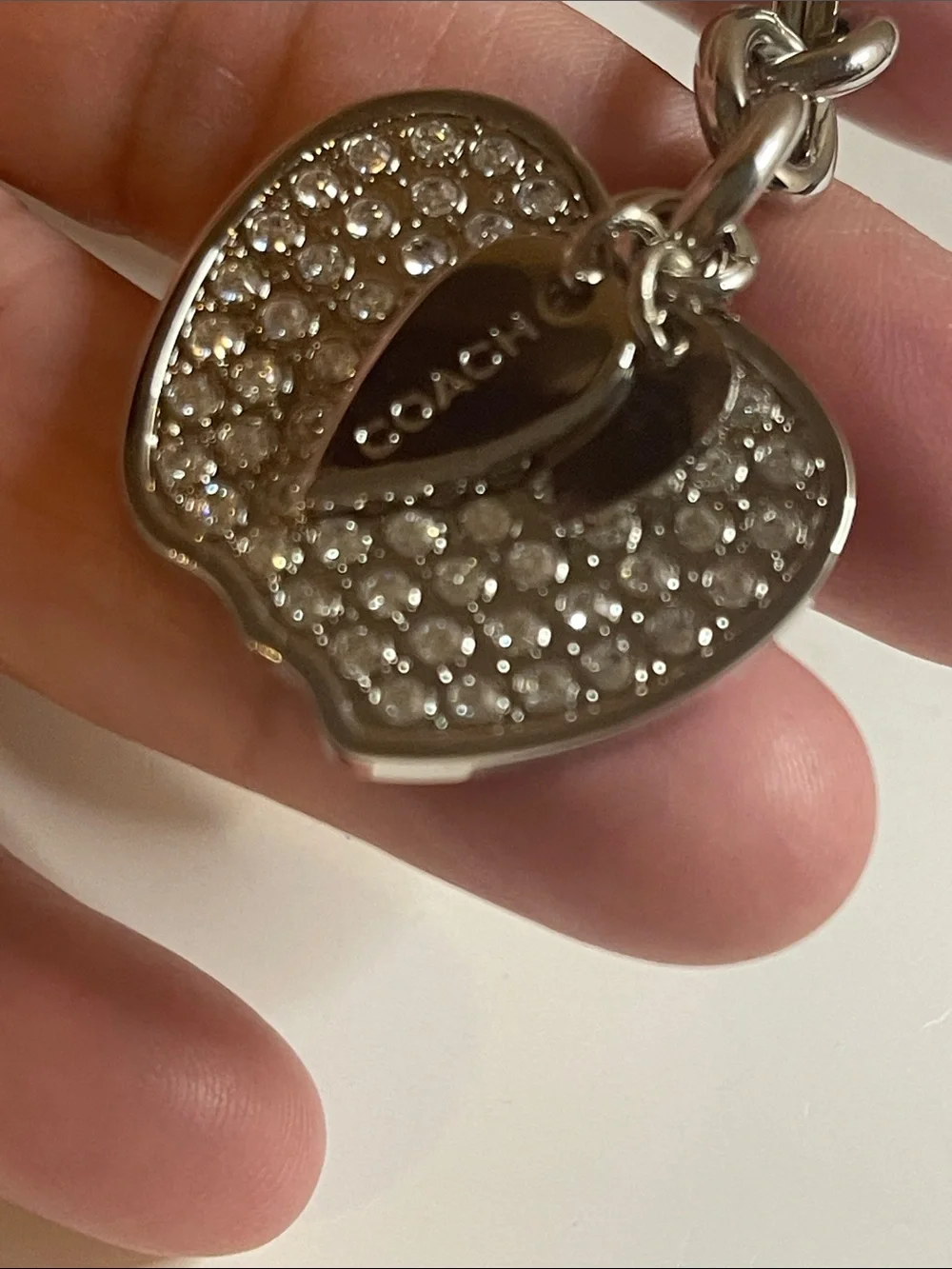 Coach Crystal Apple Keychain Charm in Silver and Coach Pen